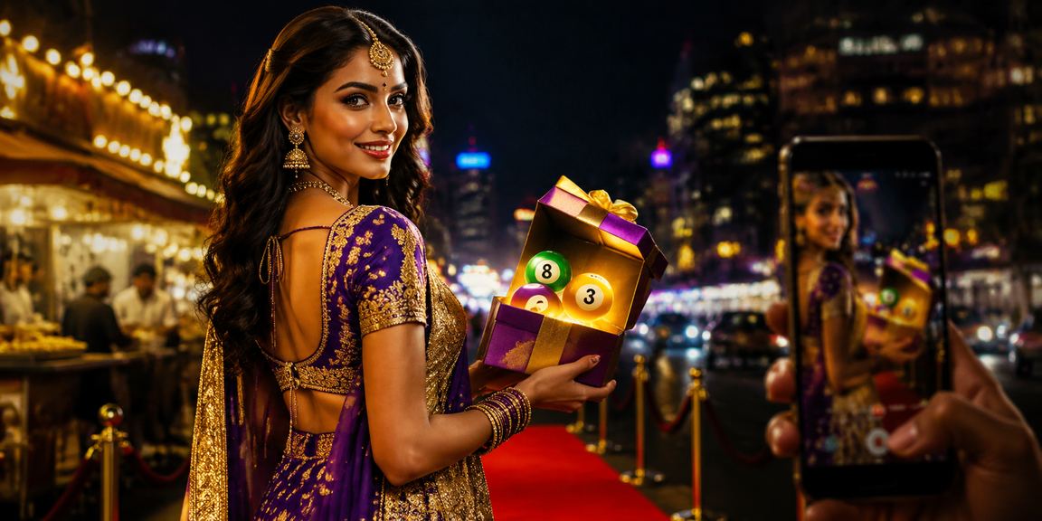 Bangalore MG Road night market with luminous lottery signs