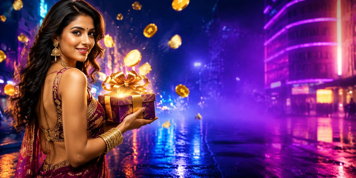 Vibrant Mumbai Bollywood entertainment area featuring casino gaming and betting apps